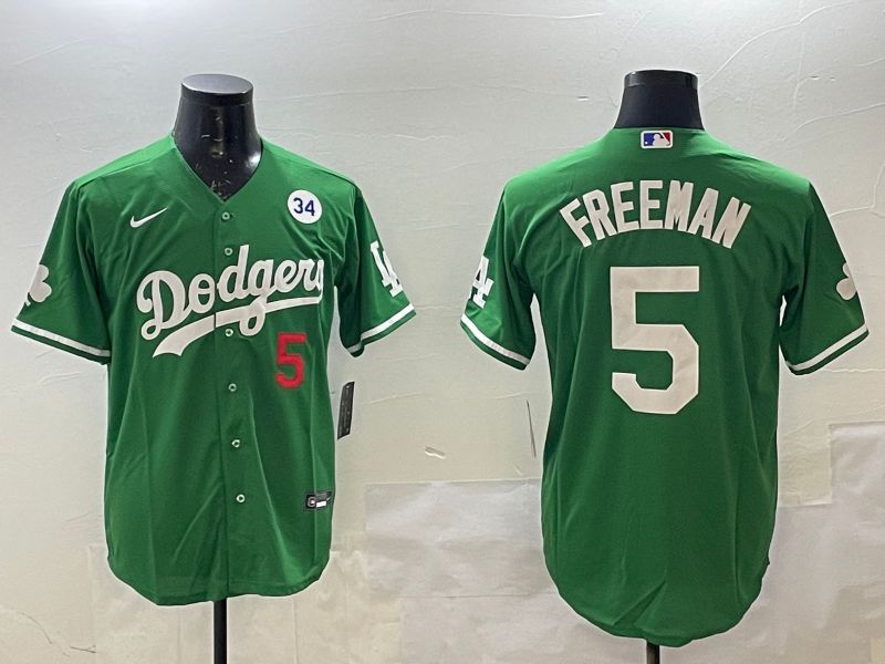 Men Los Angeles Dodgers #5 Freeman Green Fashion 2025 Nike MLB Jersey style 4